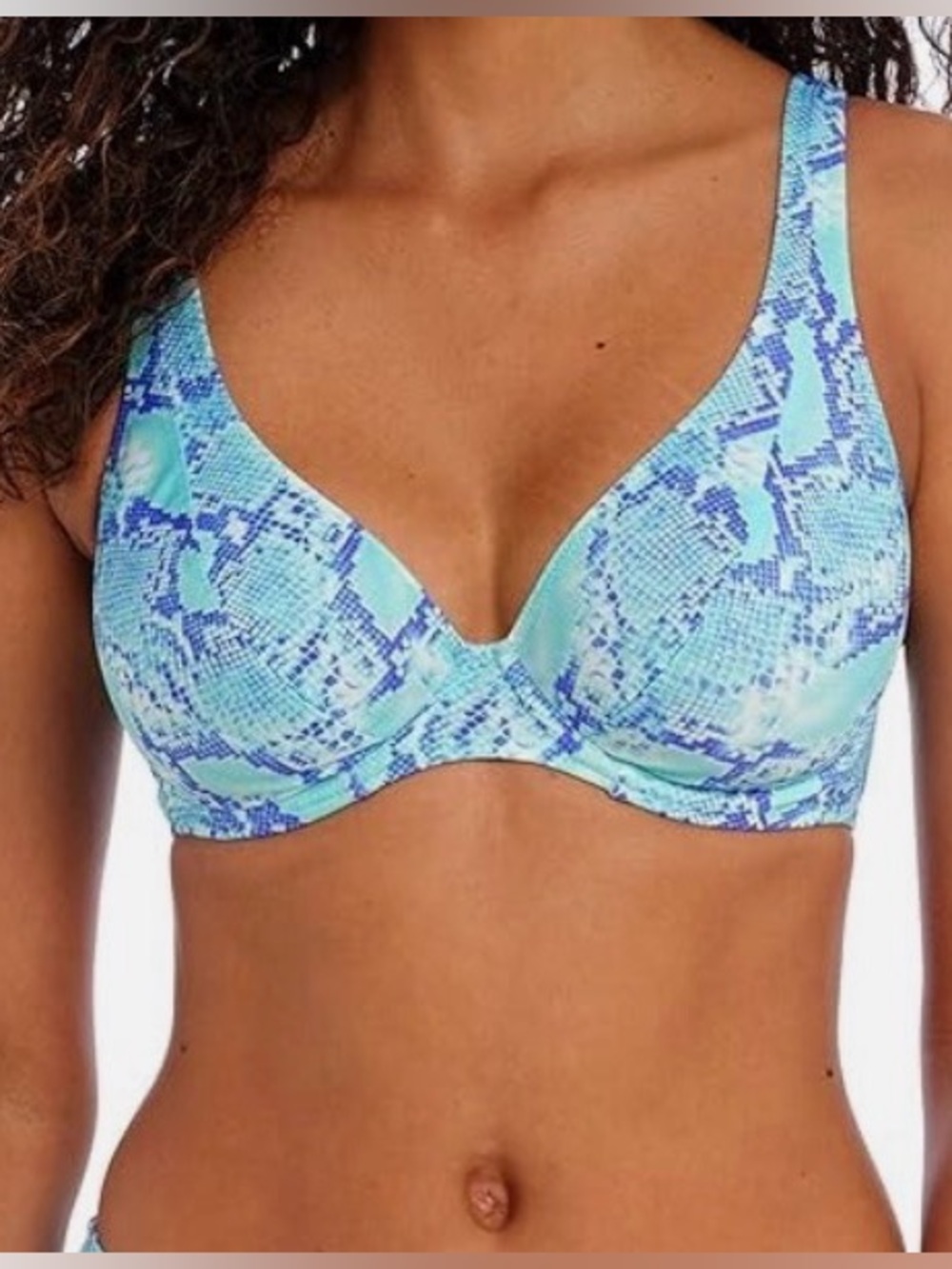 Freya Aqua and Navy Blue Patterned Underwire Bikini Top